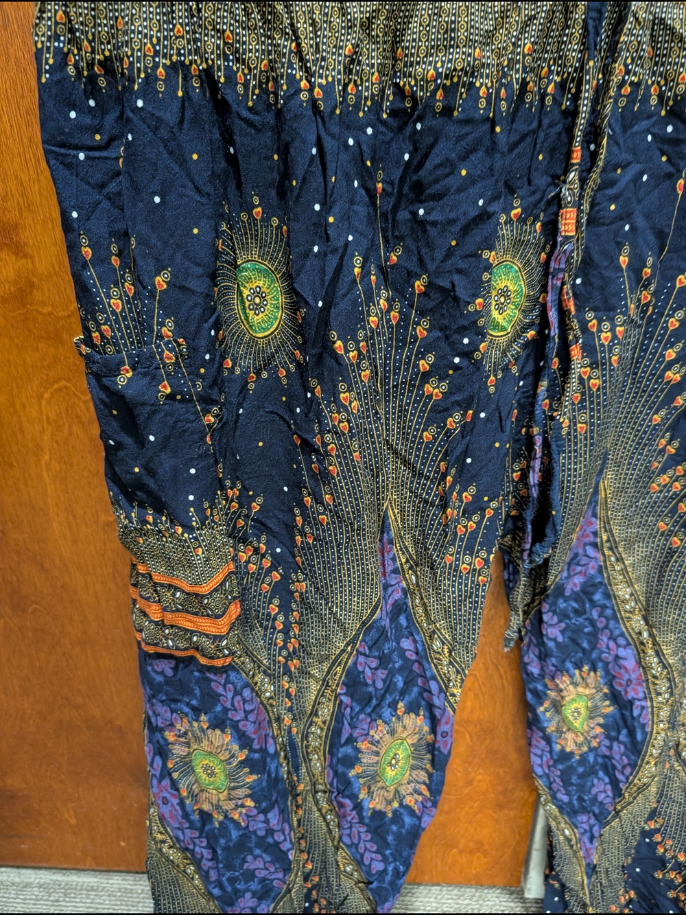 Lanvin Navy Blue Purple Patterned Women's Pants - Picture 4 of 11